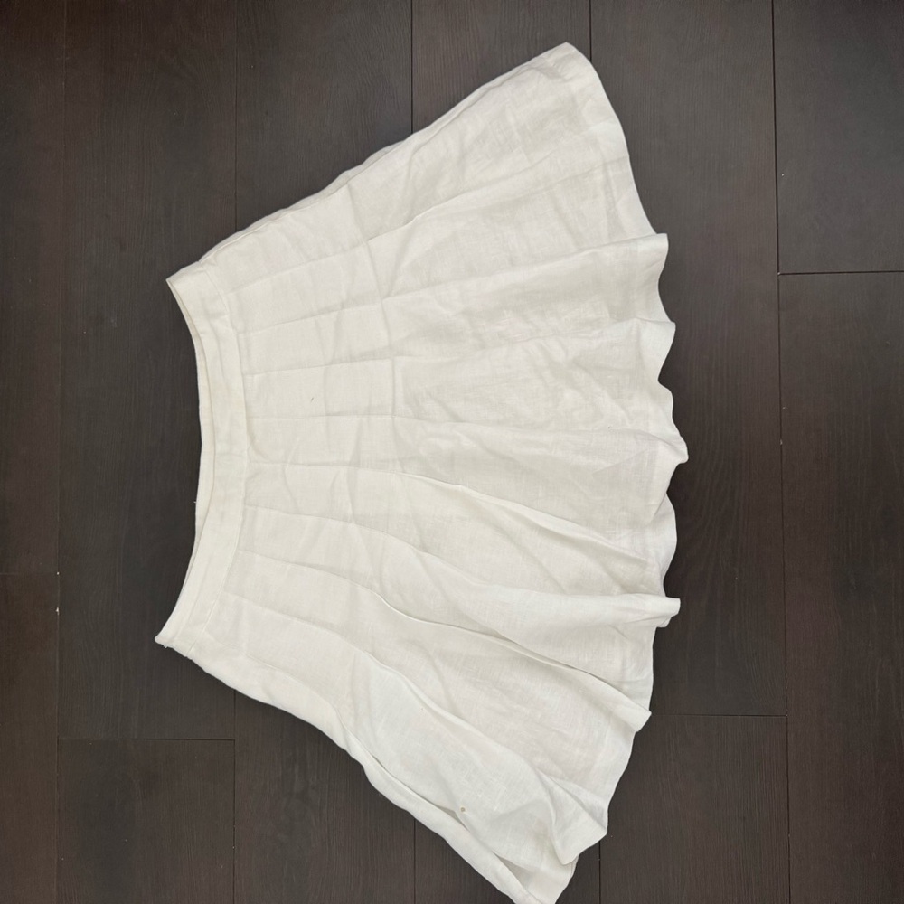 Wilfred Cream Skater Mini Skirt Pleated Casual